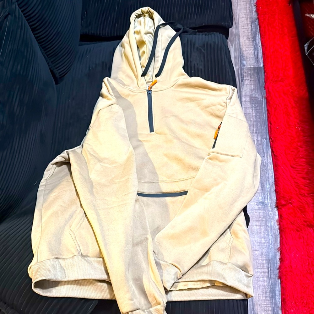 Beige or Tan Hoodie XXL with zippered pockets - LIKE NEW